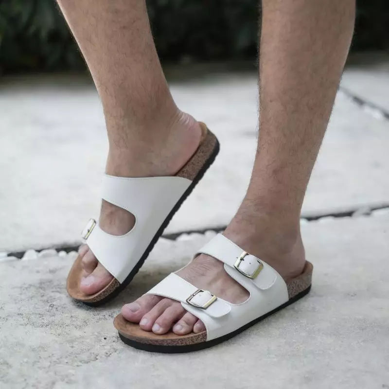 Cogen Sendal Kulit Pria Sandal Birken Vintage - Opera White