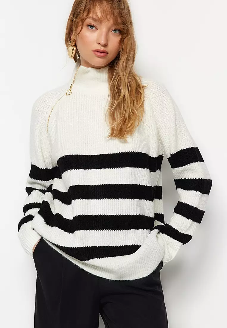 Buy Trendyol Zip Stripe Sweater Online | ZALORA Malaysia