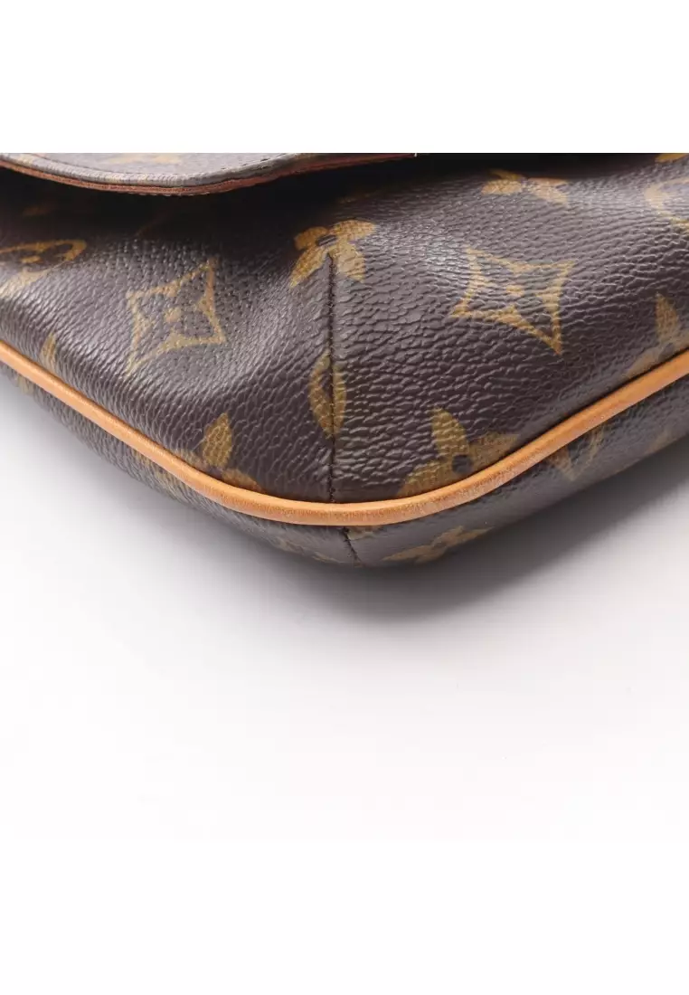 Pre-Loved Louis Vuitton musette tango long strap monogram Shoulder bag PVC leather Brown