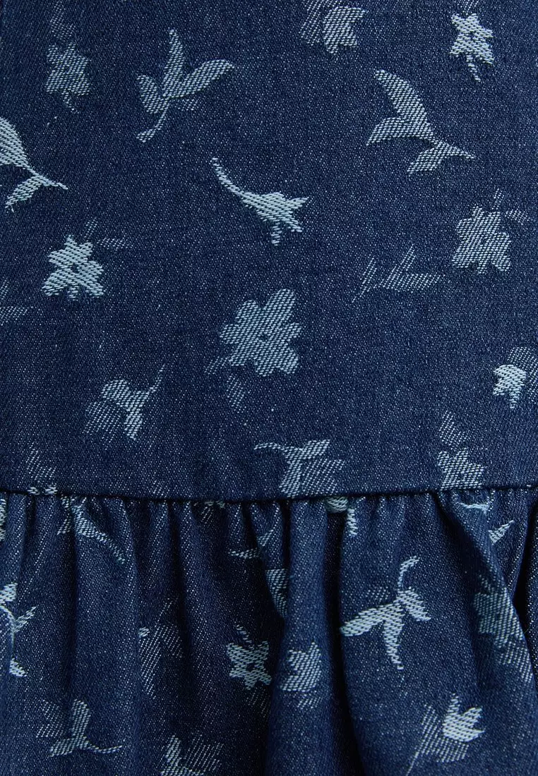 Bubble Hem Mini Dress - Blue