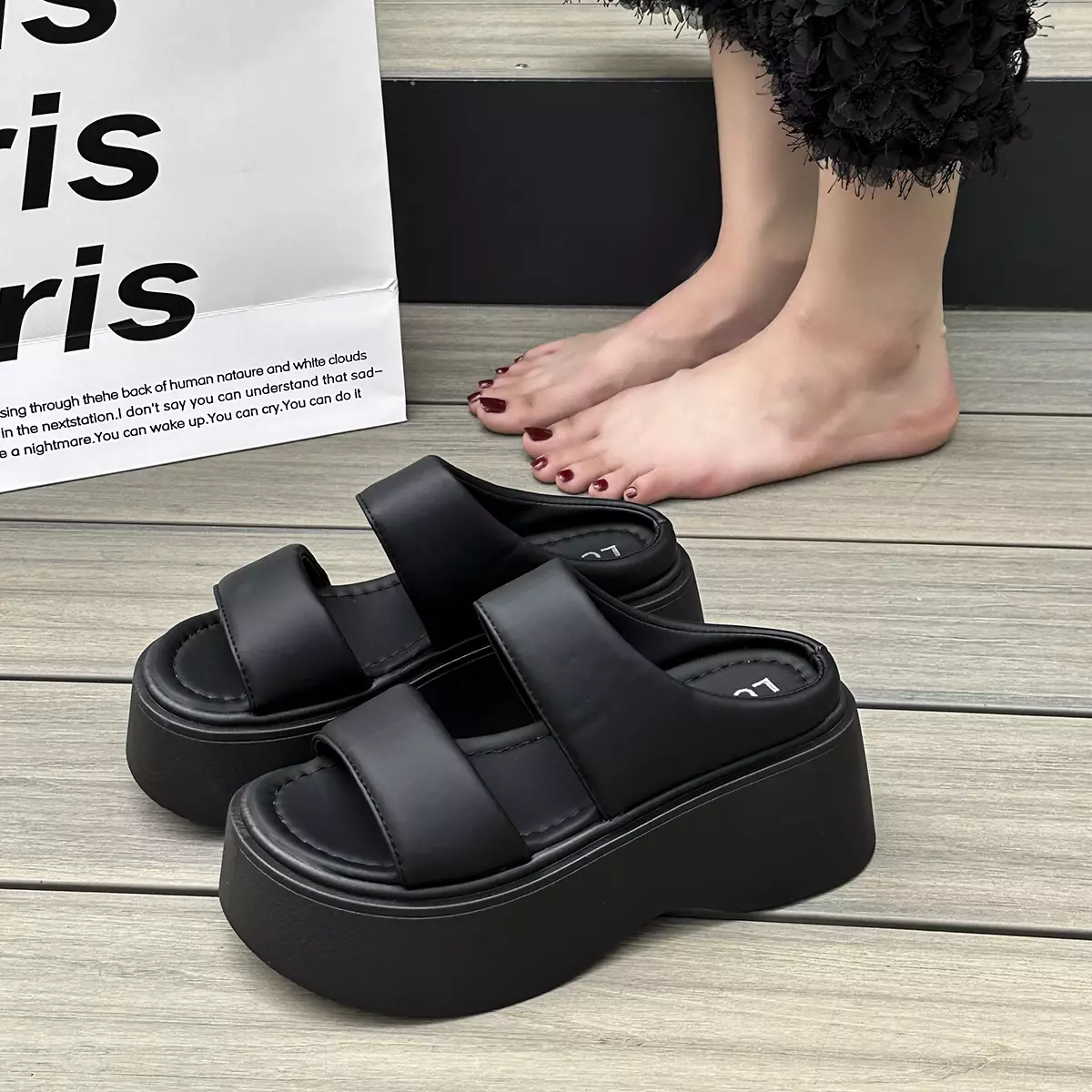 Sandal Wanita Wedges Model Tinggi Sandal Cewek Kekinian WL2475