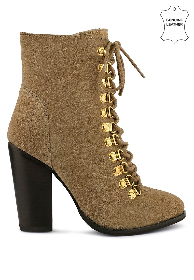 Antique Beige High Heeled Ankle Boot