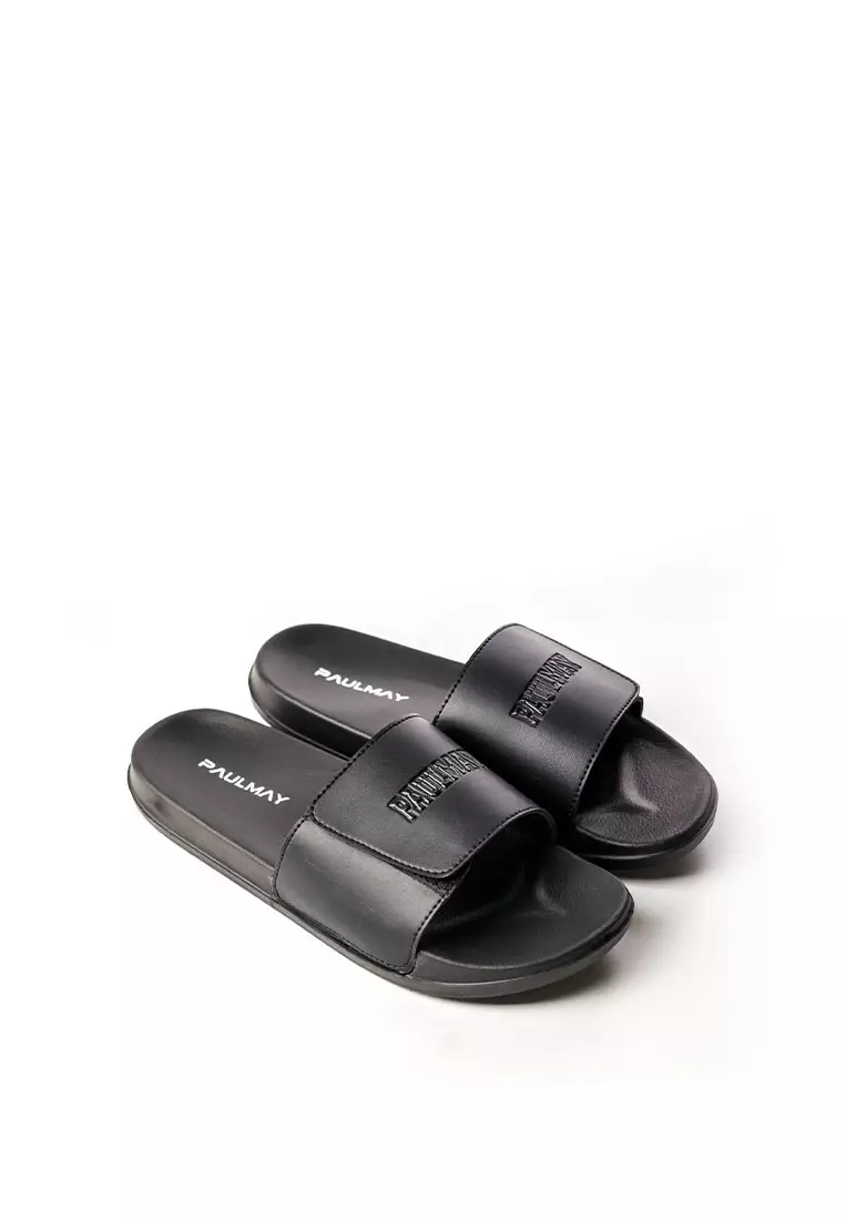 Paulmay Sandal Slide Unisex Slippers Straps Black