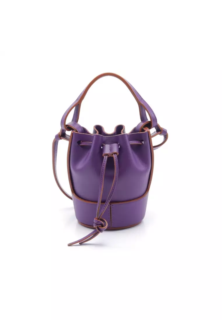 Pre loved LOEWE balloon bag Nano Shoulder bag leather purple 2WAY