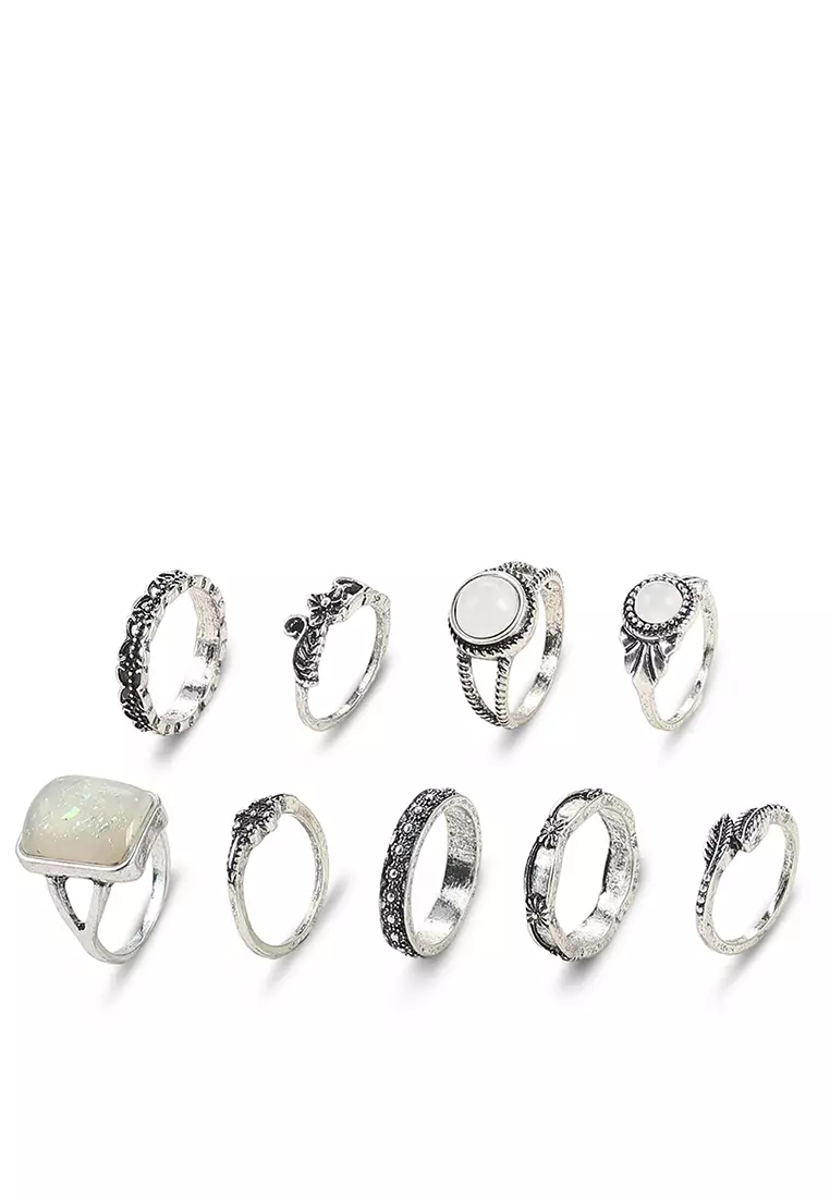 Cheap silver deals ring set