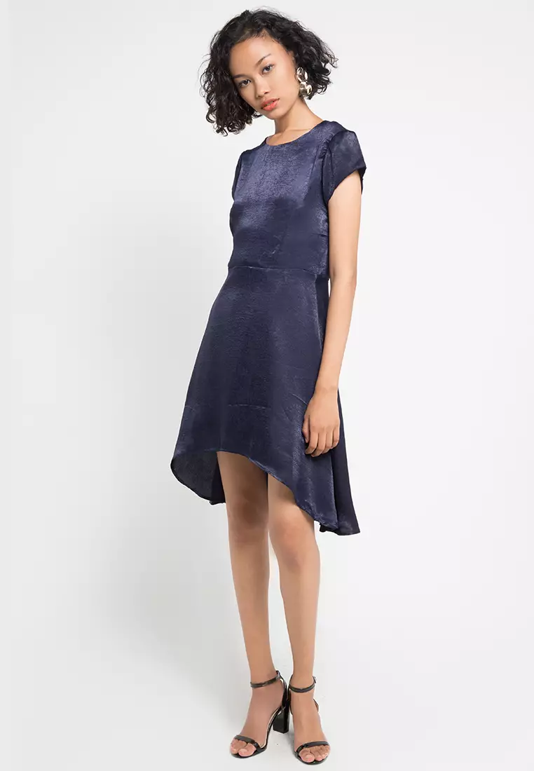 Anita Assymetrical Dress In Navy