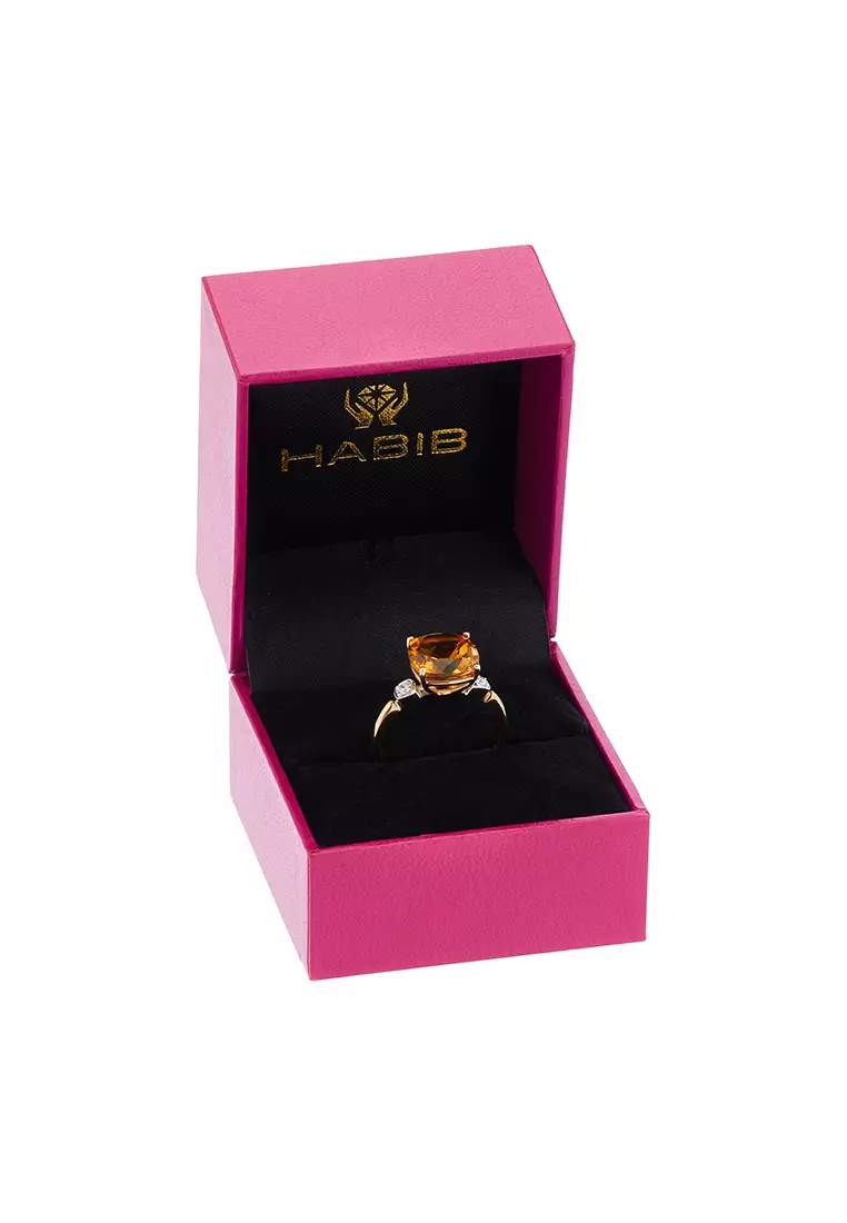 HABIB Cushion Cut Citrine and Diamond Ring in 375/9K Yellow and White Gold 260490321(R)