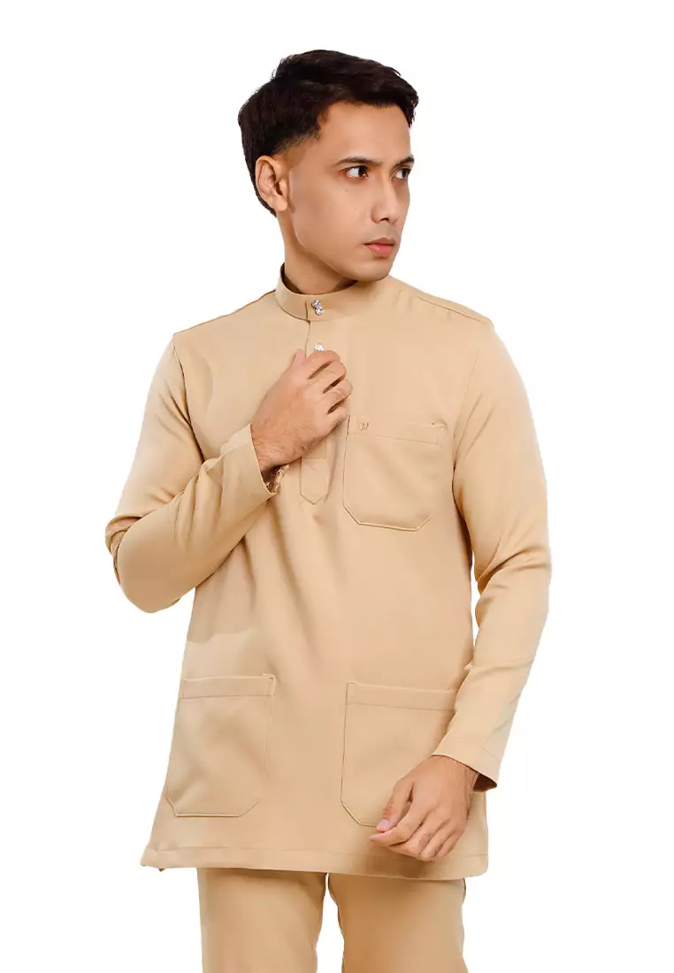 Forest x Hatta Dolmat Baju Melayu Cekak Musang Regular Fit - BM23766-13Khaki