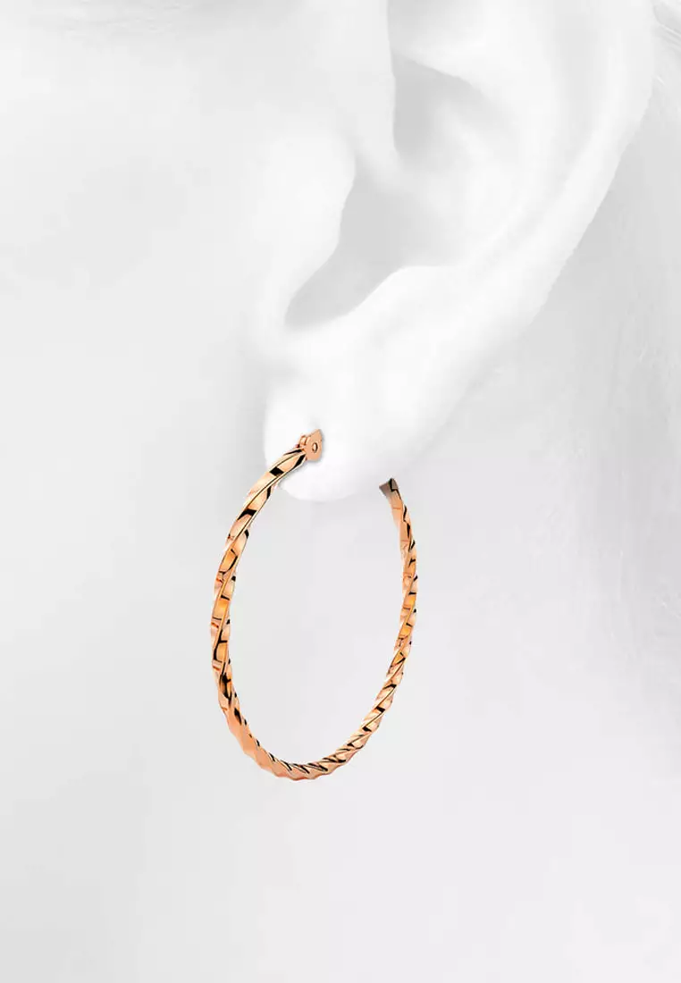Twisted Hoop Earrings 50mm-Rose Gold