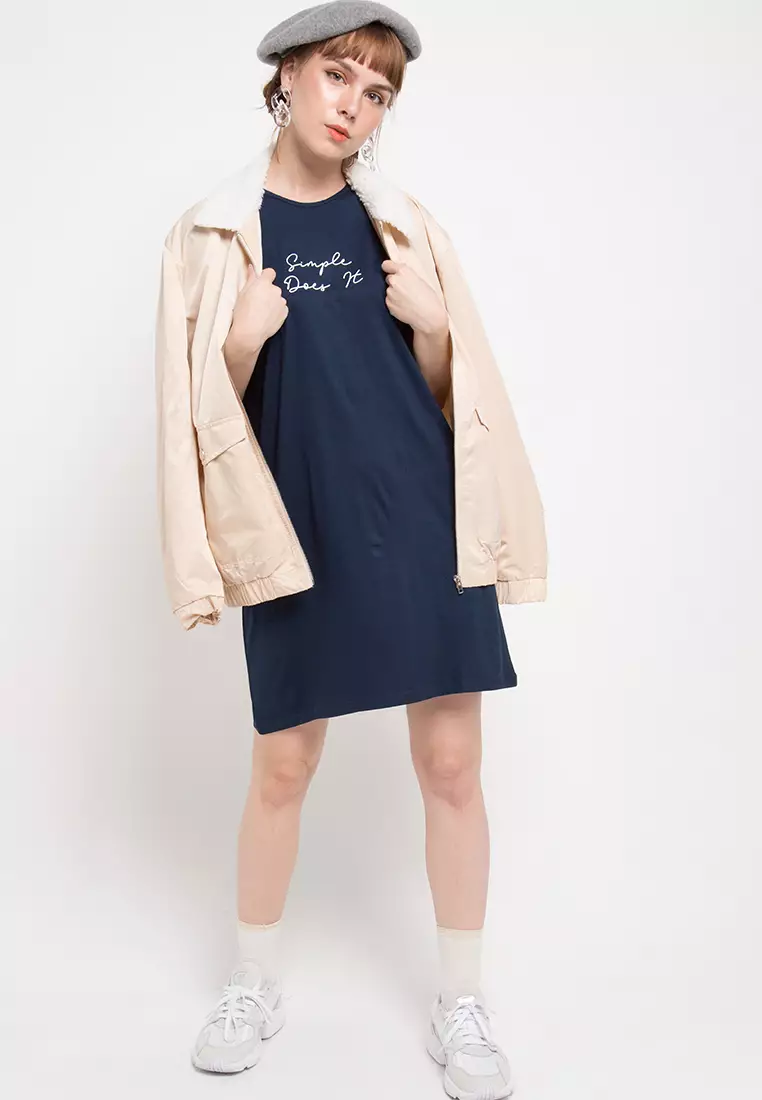 LTC02 Dress Kaos Casual Simple Does It Sign Ladies Navy