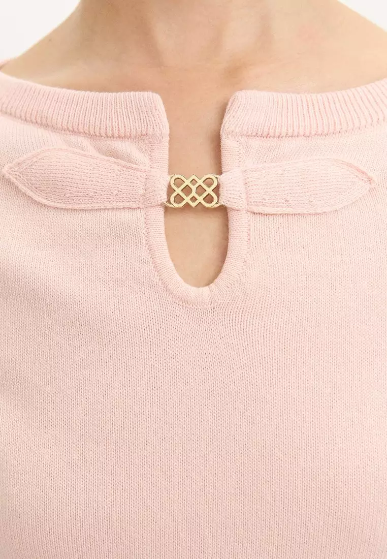 Keyhole Knit Dress - Light Pink