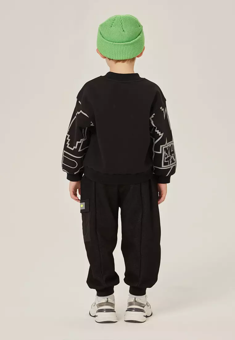 Long Sleeve Sweatshirt with Allover Graffiti Print