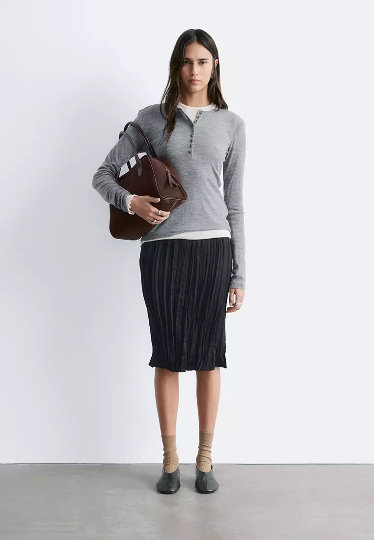 Knee-Length Crêpe Skirt