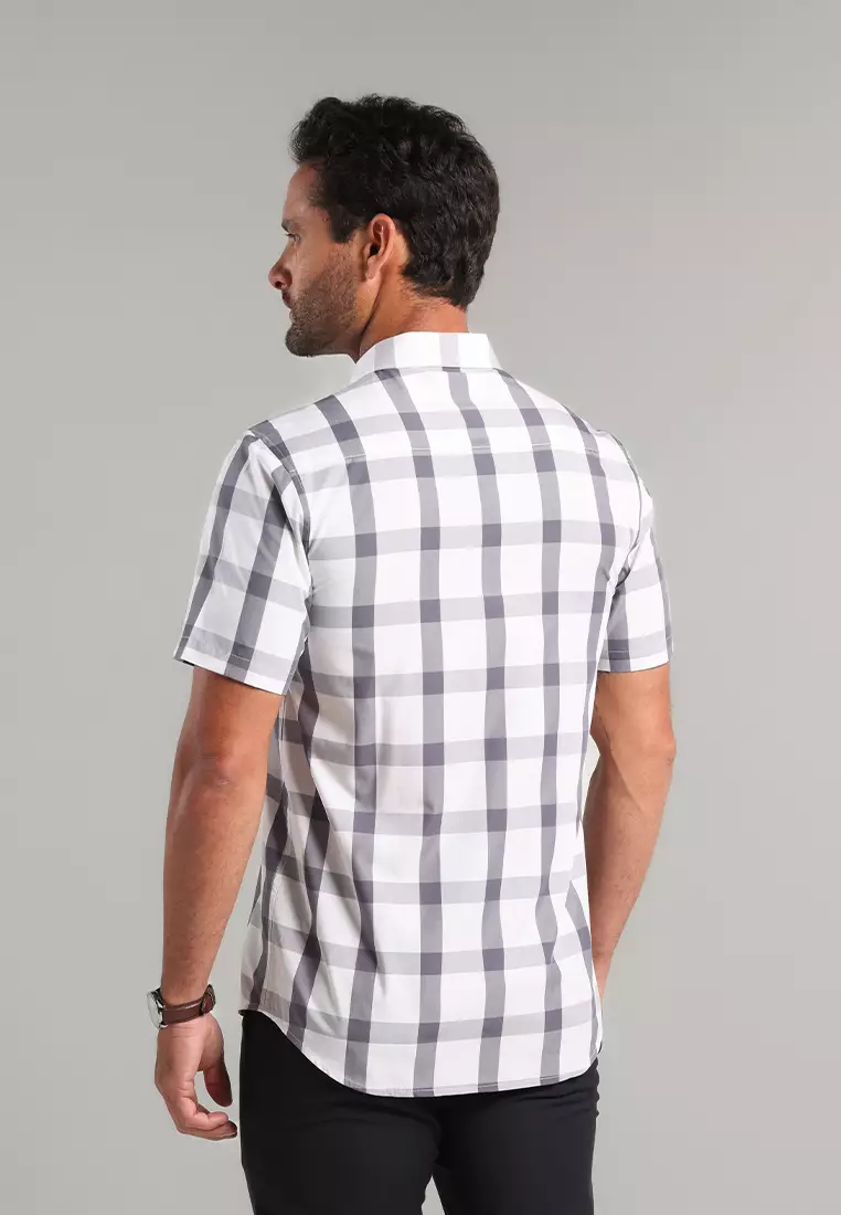 MOC - Kemeja Kotak-kotak Pria Lengan Pendek Erlands - Grey