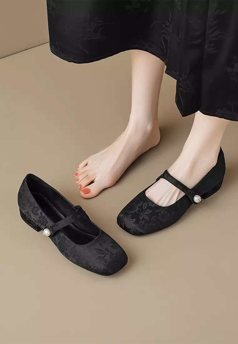Buy Twenty Eight Shoes 2.5CM Pearl Strap Satin Mary Jane Shoes