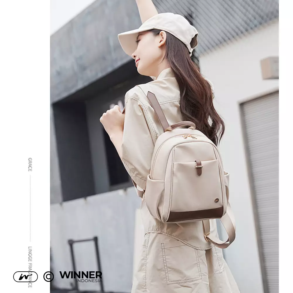 Tas Ransel Kecil Nylon Anti-Air Backpack Korean Style (T14-016-6138) - Khaki S