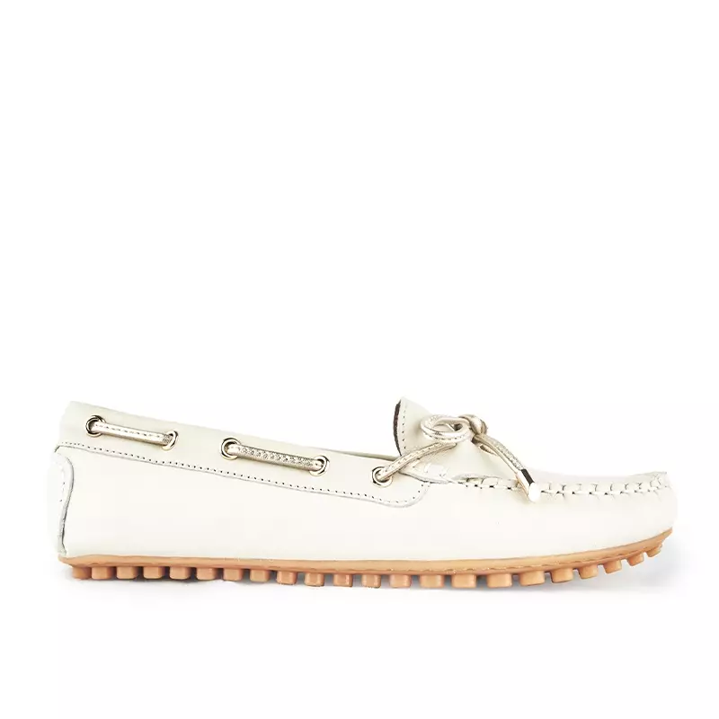 Sepatu Casual Wanita Loafer Moccasin Gino Mariani Estelle 1 Bone White