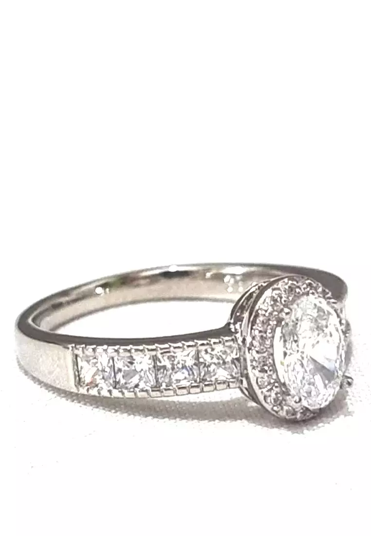 Aksesoris Cincin Wanita Keziya Diamante Embeliished Ring Silver