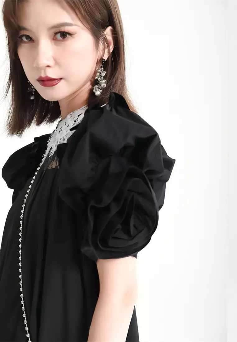 Buy Sunnydaysweety 2024 S/S Sweet Fairy Black and White Contrast Lace ...