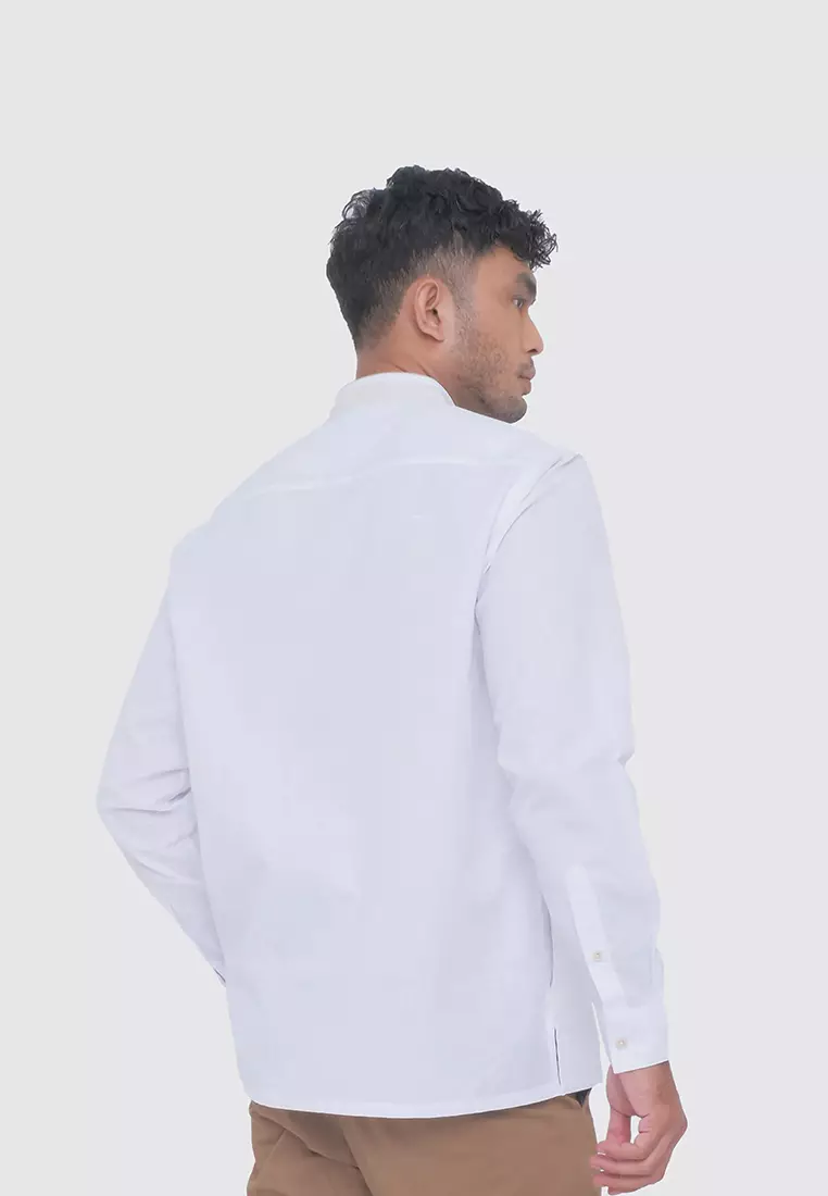 MOC Kemeja Koko Lengan Panjang Pria MARKOV - WHITE
