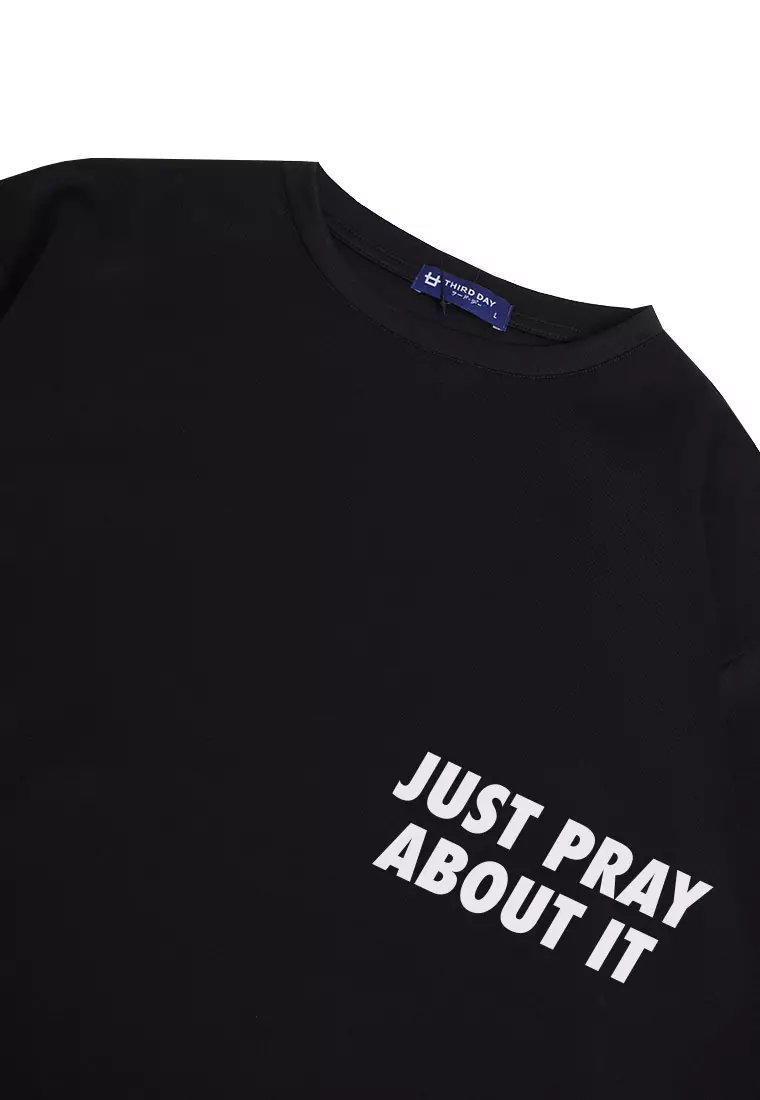 MTP59 kaos rohani oversize bahan tebal scuba just pray hitam