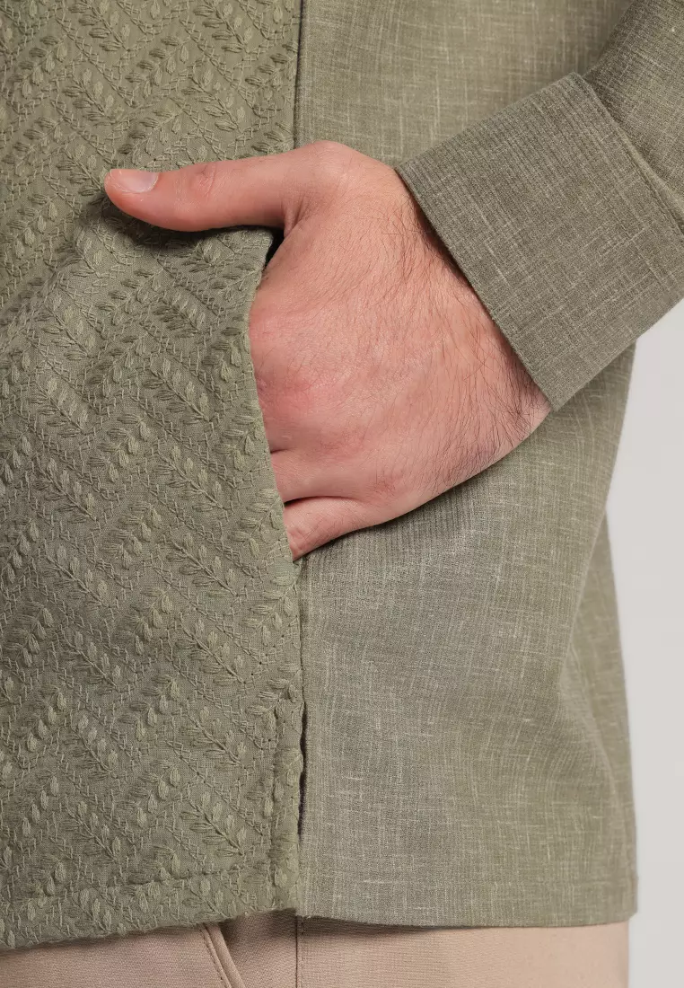 MOC Kemeja Koko Lengan Panjang Pria Syahid - Olive