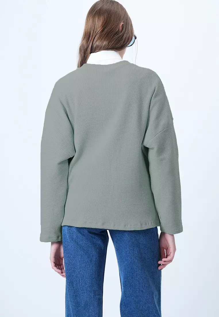 Crew Neck Batwing Sleeves Sweatshirt