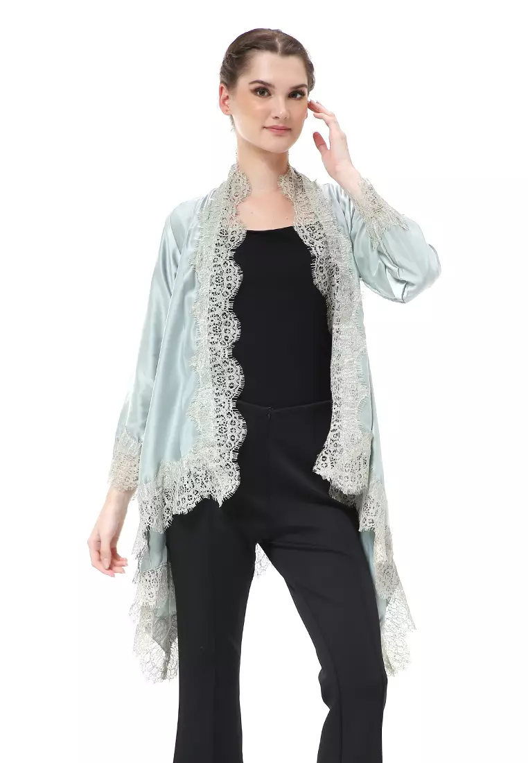 Reine Atasan Wanita Outer Kebaya Traditional Design Material Silk ORIGINAL - Mint