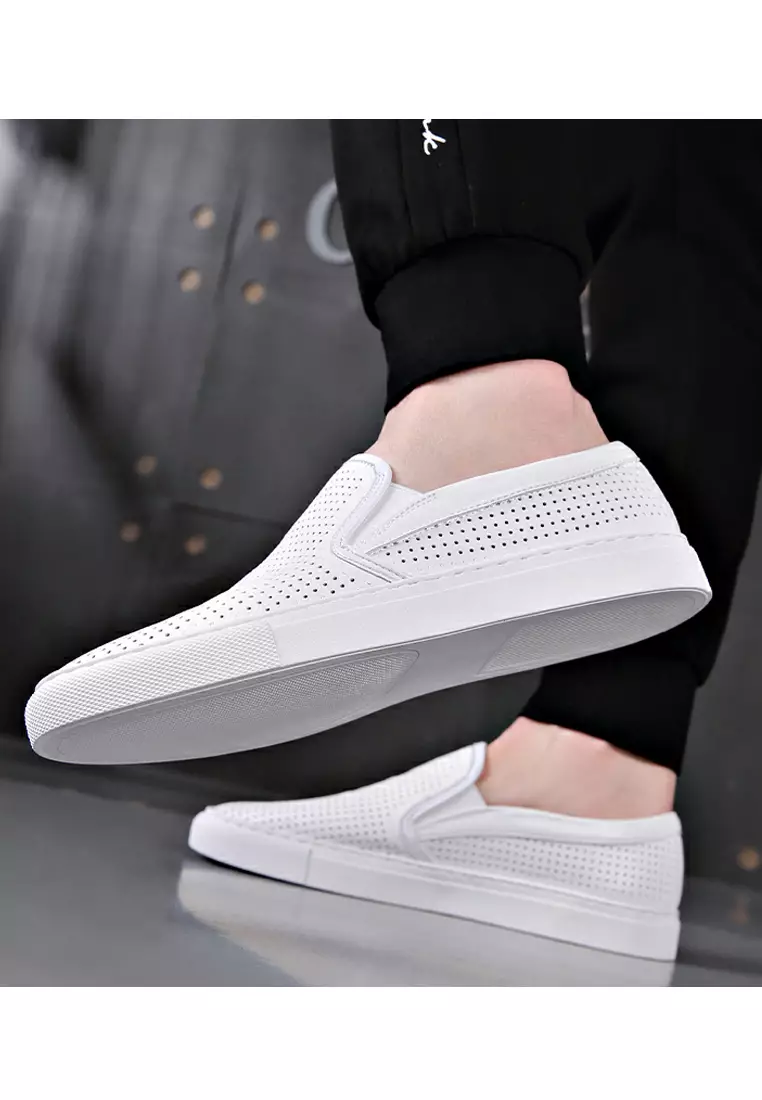 Men white slip hot sale on sneakers