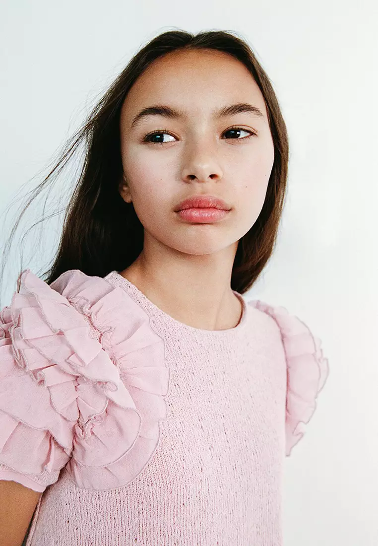 Knitted Dress With Frill Detail