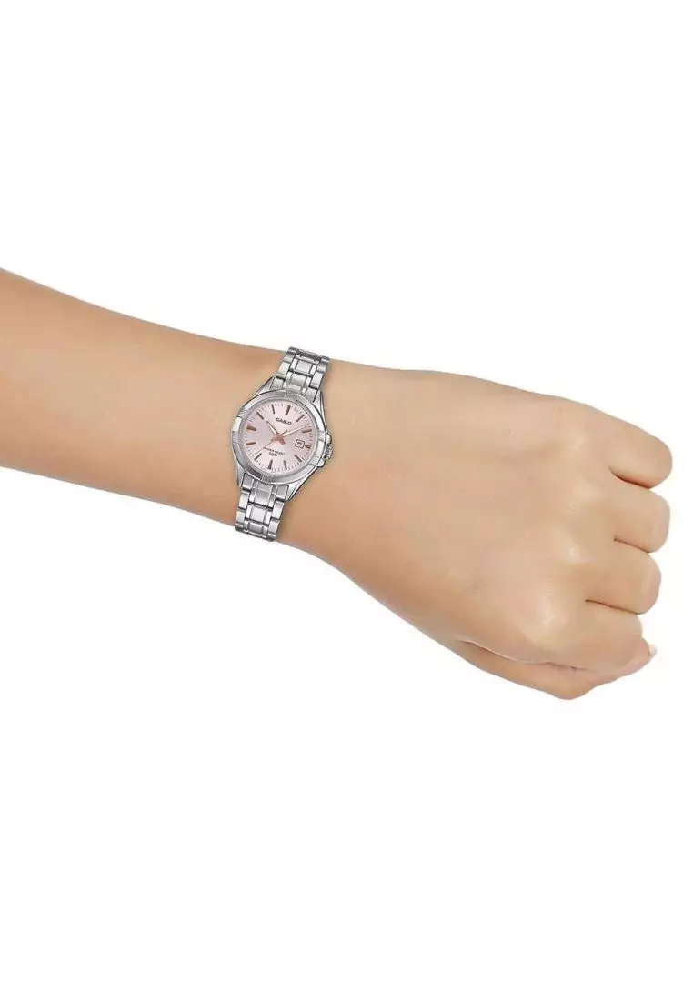 Women's Analog Watch LTP-1308D-4AV Pink Dial with Stainless Steel Band