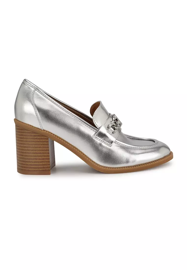 Discount on Nine West  shoes - SKU: Kelty3 Heeled Loafers Silver