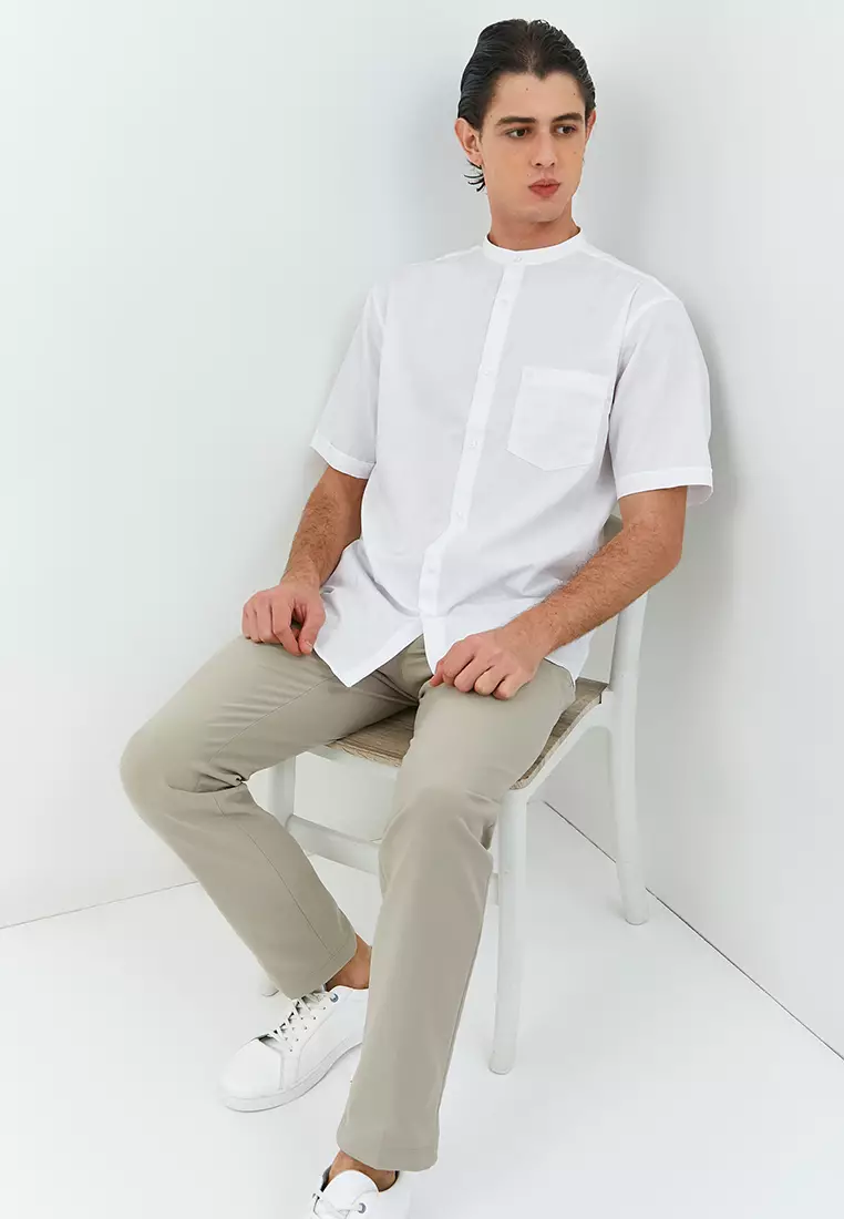 Jobb Hanif Baju Koko Pria Lengan Pendek Regular Fit Putih