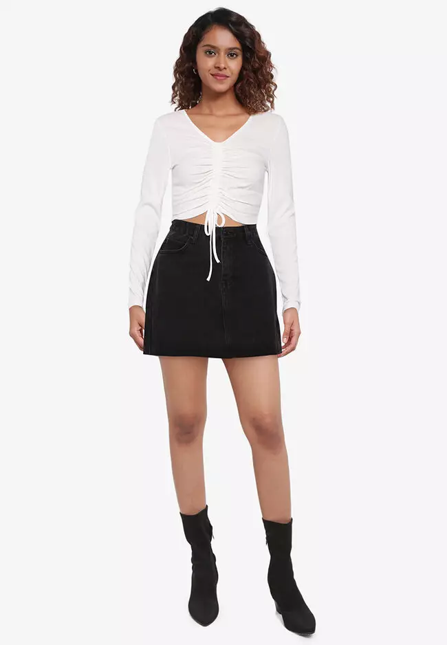 Shia Long Sleeves Ruching Short Top