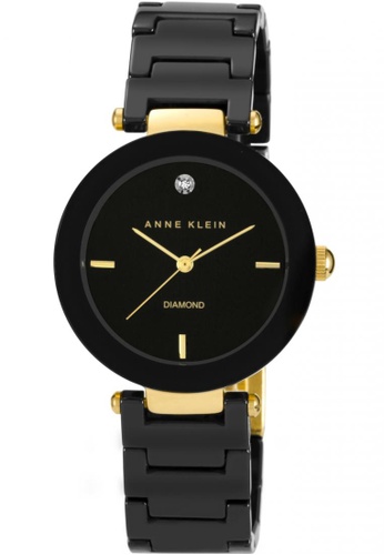 Anne Klein black and gold Anne Klein 33mm - Gold-Tone Case, Black Ceramic Bracelet (AK-1018BKBK) AN080AC95TROSG_1