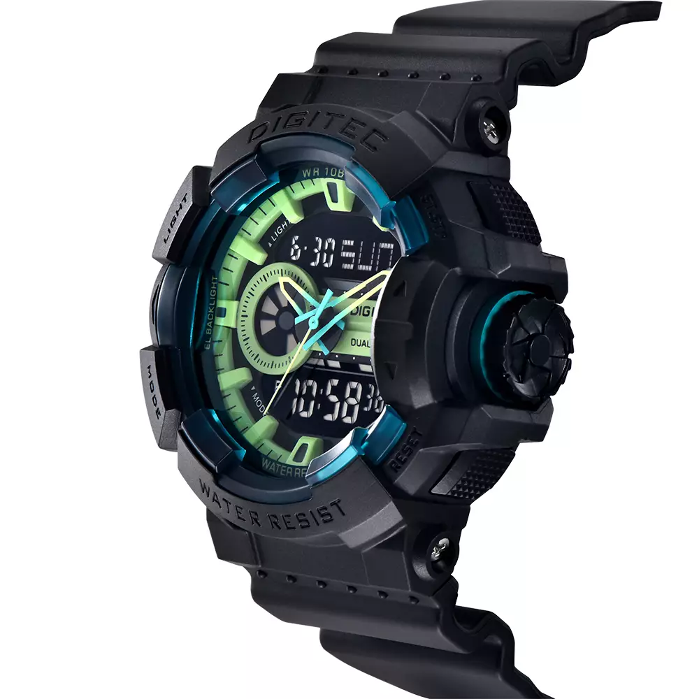 DIGITEC Jam Tangan Digital Sport Pria DA-2080T - PU STRAP BK-4B Full Black