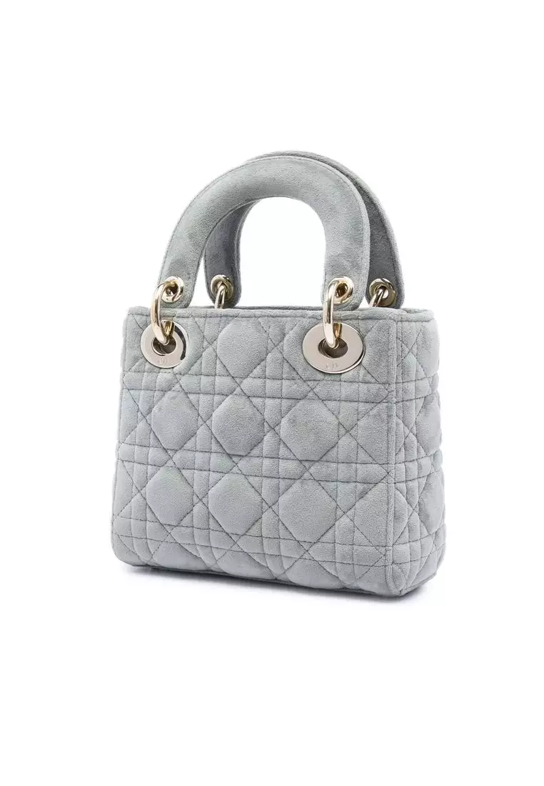 Pre-Loved Dior Mini Velvet Cannage Lady Dior