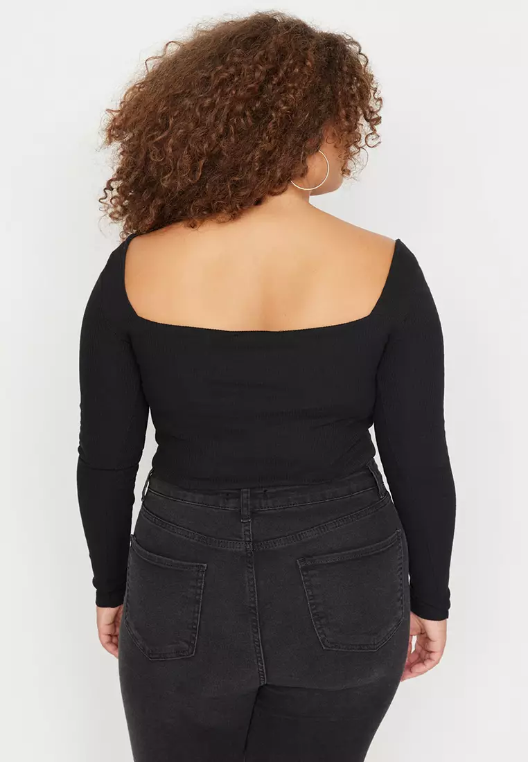 Plus Size Crop Knit Top
