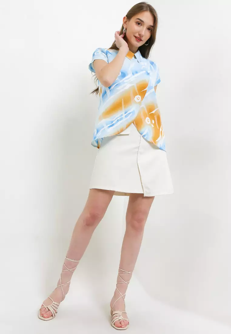 Naida Blouse In Blue Print