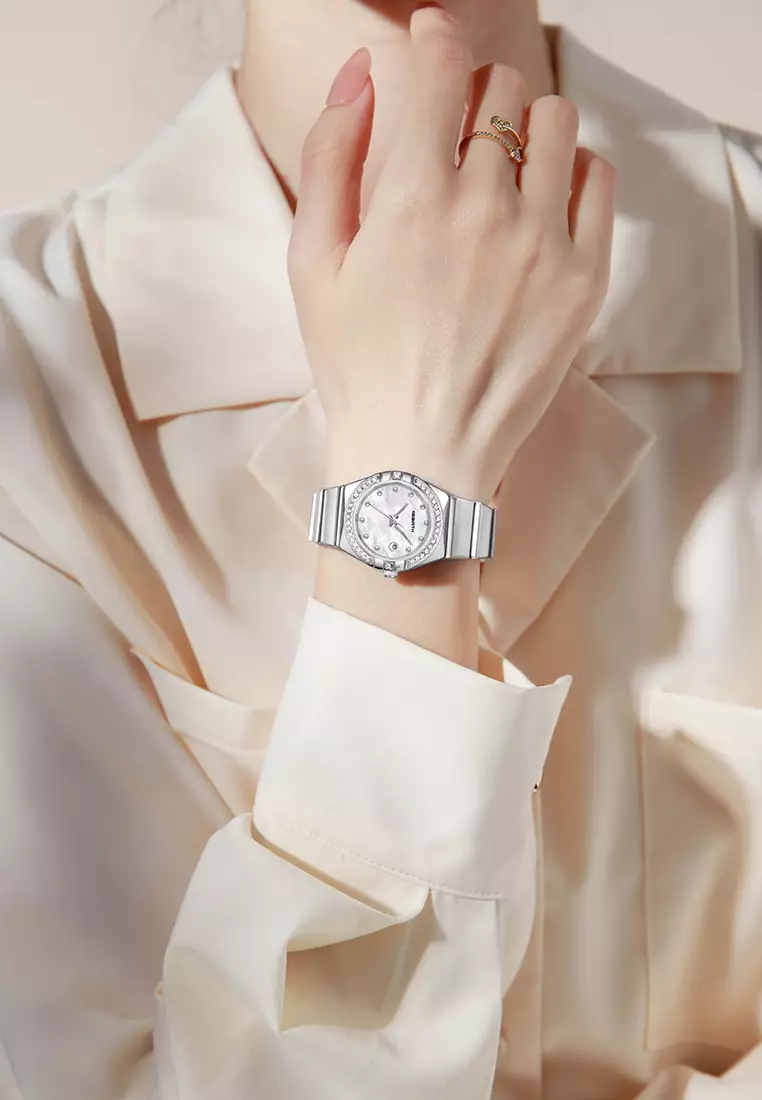 Jam Tangan Wanita Original Gaya Korea Anti Air Anggun Bercahaya Jam Tangan Cewek silverwhite