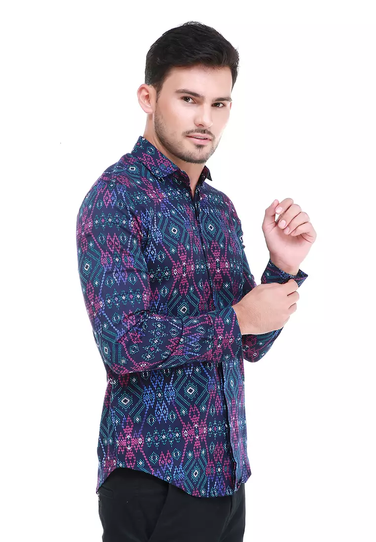 Dwan Kemeja Batik Pria Luxury Atasan Formal Longsleeve Shirt Material Cotton ORIGINAL - Tosca