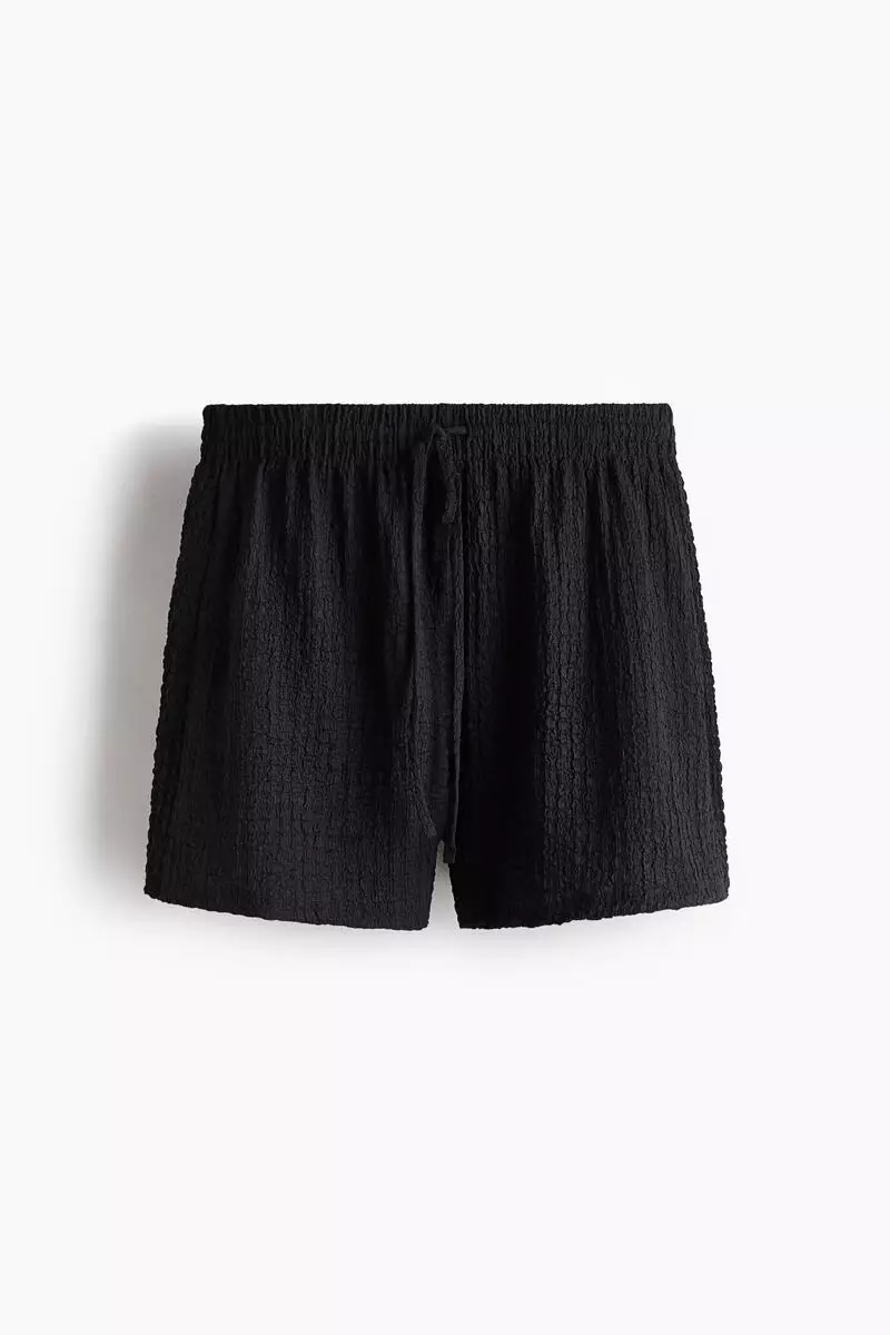 Textured jersey drawstring shorts