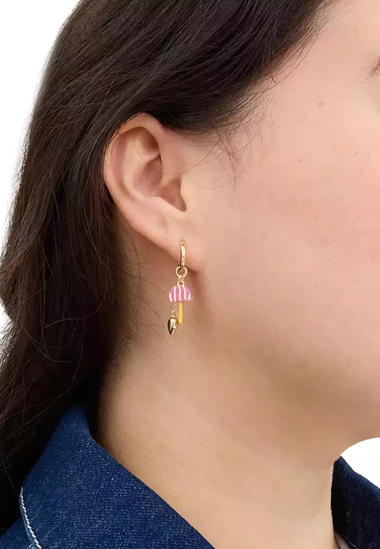 Observed By Us Mismatch Star And Mushroom Huggie Earrings in Gold/ Multi CV260
