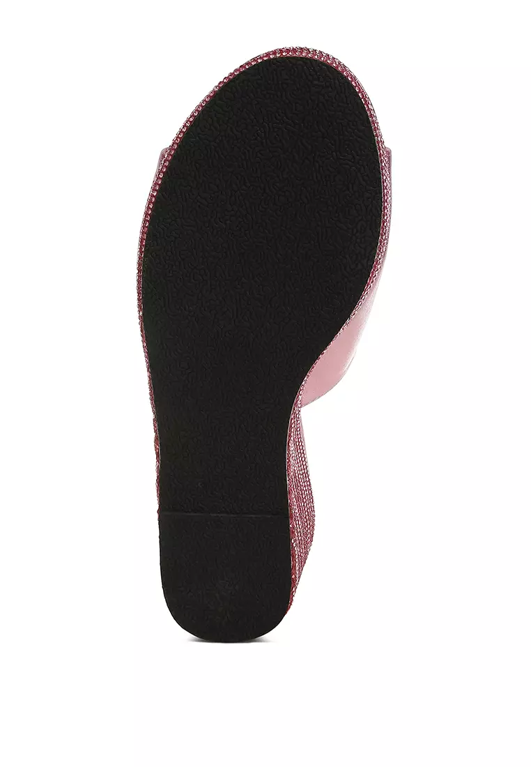 Wedge Heel Peep Toe Sandals in Pink