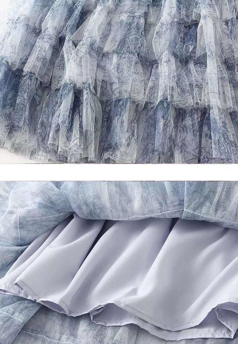 Tie-dyed Mesh Tiered Skirt‌ AF-0327