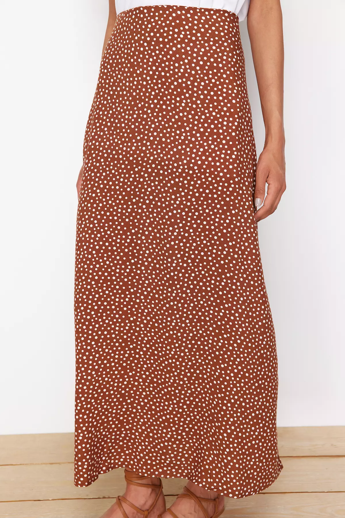 Brown Flowering Maxi A-Line Regular Skirt