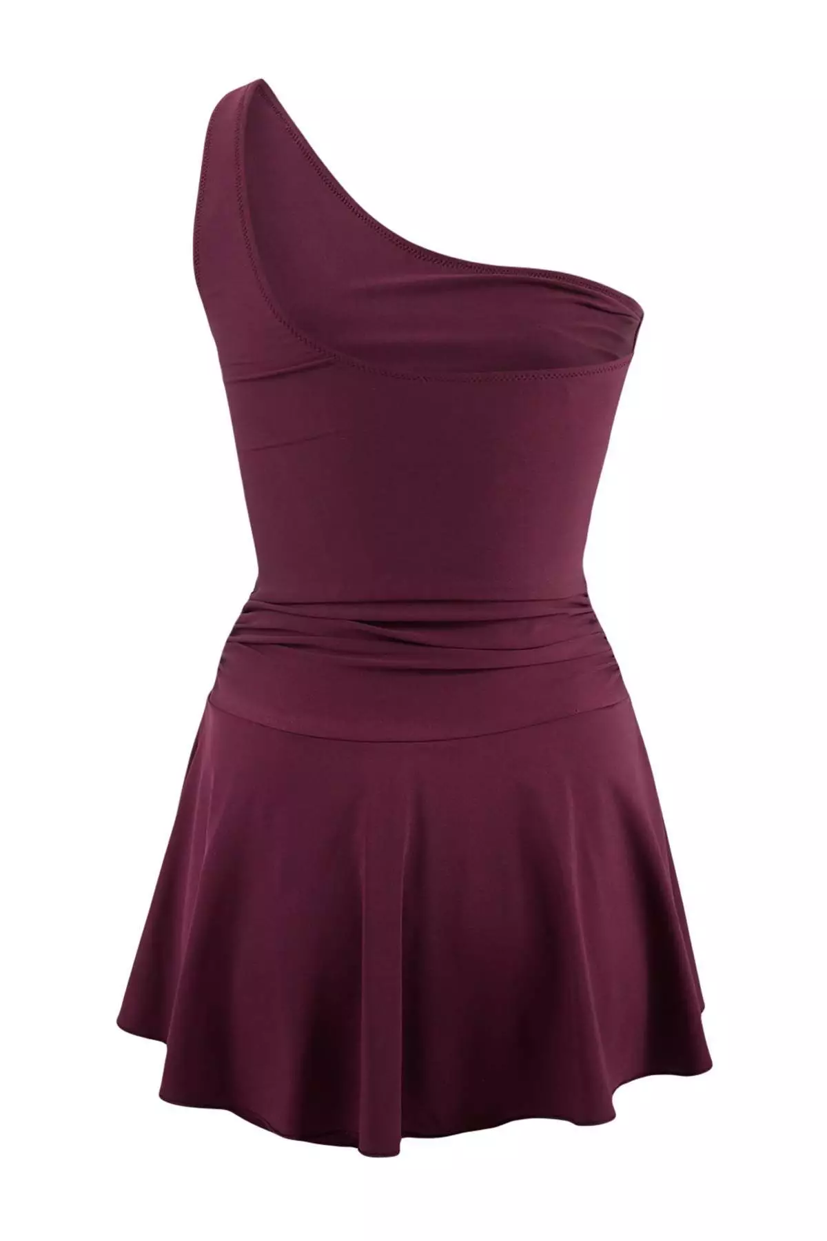Mürdüm One-Shoulder Covered Shorts Skirt Basic Swimsuit Tbess25Ma61