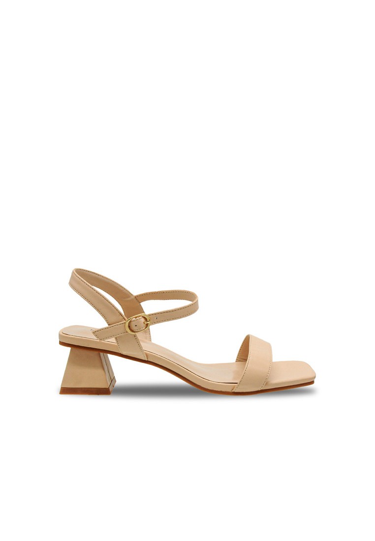 Noveni Sling Back Faux Leather Strap Casual Heels