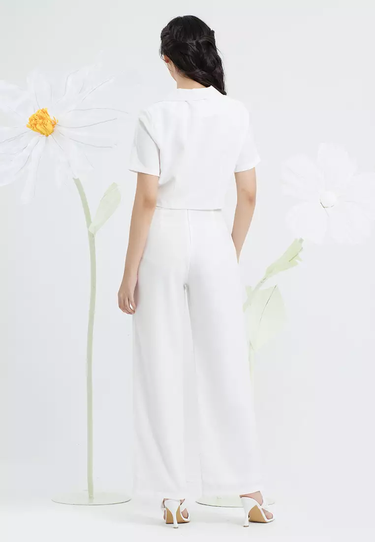 Kara Crop Blazer in White