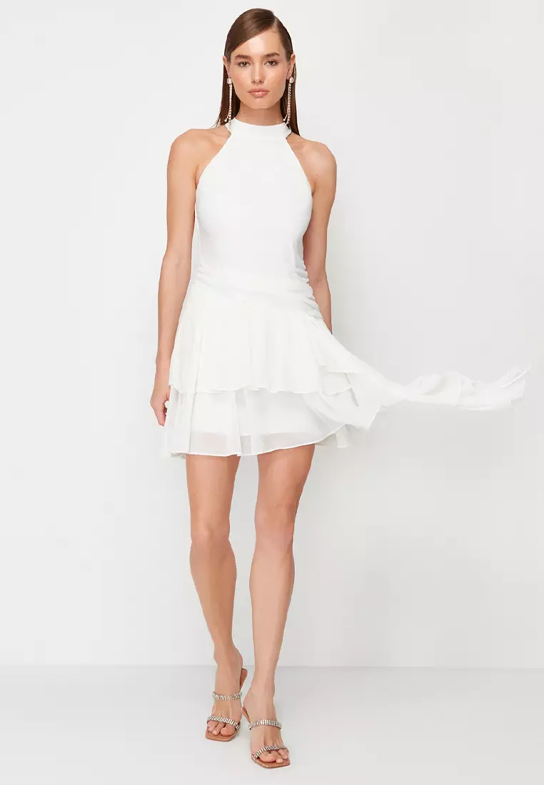 A-Line Ruffled Short Elegant Evening Dress
